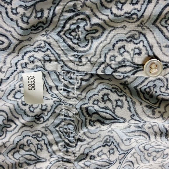 Harolds Byzantine Print Button-up Top Blue/ White 100% Cotton Size 10 - Picture 5 of 8